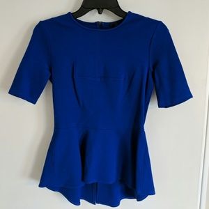BCBG - Royal Blue Short Sleeve fitted peplum sz XS